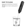 Electric Milk Frother Handheld with Stainless Steel Stand