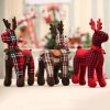 Christmas Decoration Pendant Festival Deer Reindeer Plaid cloth Doll House Table Ornaments Christmas Tree Elk Kids New Year Gift