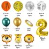 18Pcs Jungle Animal Balloons Set Chrome Metallic Latex Balloon 32inch Gold Number Globos Kids Birthday Party Baby Shower Decor