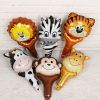 6pcs Handheld Animal Head Foil Balloons Tiger Lion Inflatable Air Balloon Jungle Party Decoration Kid Toys Birthday Party Decor