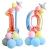 1 SET Rainbow Aluminium Foil Number Balloons 0-9 Birthday Party Anniversary Party Decor Globo Kids figure Air Ball Supplies