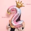 2pcs/1set 32inch rainbow number balloons with gold crown unicorn party foil balloon birthday party decorations kids globos