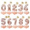 13Pcs/set Rose Gold Number Foil Balloons Happy Birthday Balloons Baby Shower Kids Birthday Party Decorations Number Balloons