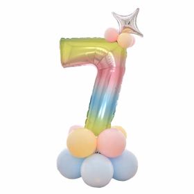 1 SET Rainbow Aluminium Foil Number Balloons 0-9 Birthday Party Anniversary Party Decor Globo Kids figure Air Ball Supplies (Number: 7)