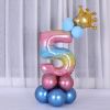 1 SET Color Change Foil Number Foil Balloons for 1st Birthday Party Decorations Kids Toys Baby Shower Latex Globos