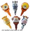 6pcs Handheld Animal Head Foil Balloons Tiger Lion Inflatable Air Balloon Jungle Party Decoration Kid Toys Birthday Party Decor