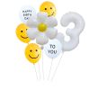 7pcs White Number Balloons Daisy Birthday Smile Face Latex Balloons Wedding Decoration Kids Birthday Party Supply