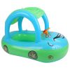 Baby Inflatable Pool Float Car Shaped Toddler Swimming Float Boat Pool Toy Infant Swim Ring Pool with Sun Protection Canopy for 1-3 Year-Old Kids Infa