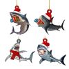 1pc, Christmas Shark Pendant - Wooden Home Decoration for Christmas Tree and Scene Atmosphere - Perfect Holiday and Room Decor