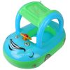 Baby Inflatable Pool Float Car Shaped Toddler Swimming Float Boat Pool Toy Infant Swim Ring Pool with Sun Protection Canopy for 1-3 Year-Old Kids Infa