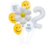 7pcs White Number Balloons Daisy Birthday Smile Face Latex Balloons Wedding Decoration Kids Birthday Party Supply