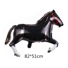 1pc Tiger Lion Leopard Walking Animal Foil Balloon For Jungle Safari Birthday Party Decorations Kids Gift Toy Helium Air Globos (Color: black horse)