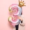 2pcs/1set 32inch rainbow number balloons with gold crown unicorn party foil balloon birthday party decorations kids globos