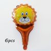 6pcs Handheld Animal Head Foil Balloons Tiger Lion Inflatable Air Balloon Jungle Party Decoration Kid Toys Birthday Party Decor