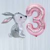 2Pcs 40Inch Large Rose Gold Number Cut Jungle Gray Rabbit Balloons Baby Shower Globos Wedding Birthday Party Decoration Kid Toys