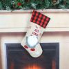 Christmas Stockings 19" Xmas Plaid Gnome Santa Stocking for Home Party Decoration