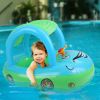 Baby Inflatable Pool Float Car Shaped Toddler Swimming Float Boat Pool Toy Infant Swim Ring Pool with Sun Protection Canopy for 1-3 Year-Old Kids Infa