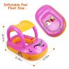 Baby Inflatable Pool Float Car Shaped Toddler Swimming Float Boat Pool Toy Infant Swim Ring Pool with Sun Protection Canopy for 1-3 Year-Old Kids Infa