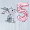 2Pcs 40Inch Large Rose Gold Number Cut Jungle Gray Rabbit Balloons Baby Shower Globos Wedding Birthday Party Decoration Kid Toys